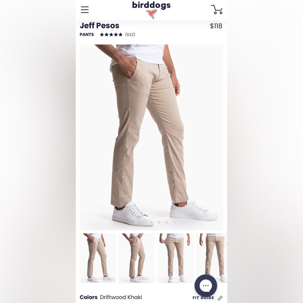 Birddogs Jeff Pesos Kahki Linerless 28x28 Pants